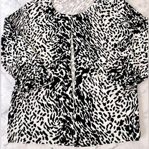 Talbots Petites Leopard Animal Print Cardigan L